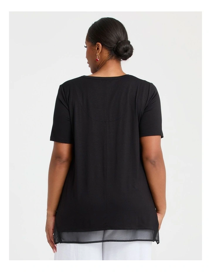 Bamboo Embellished Chiffon Top in Black image 2