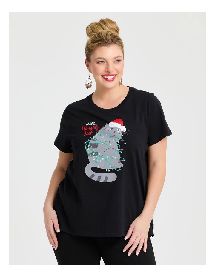 Cotton Xmas T-shirt in Black image 1