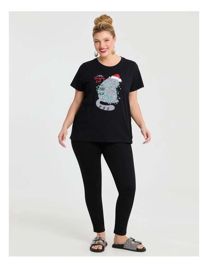 Cotton Xmas T-shirt in Black image 3