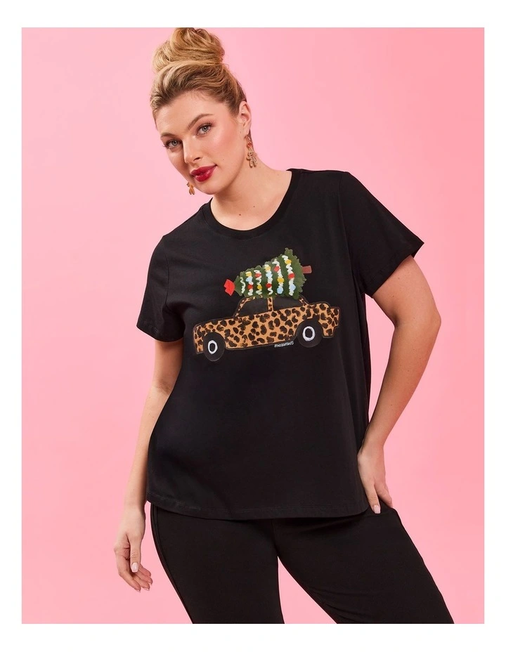 Cotton Bouffants Xmas T-shirt in Black image 4