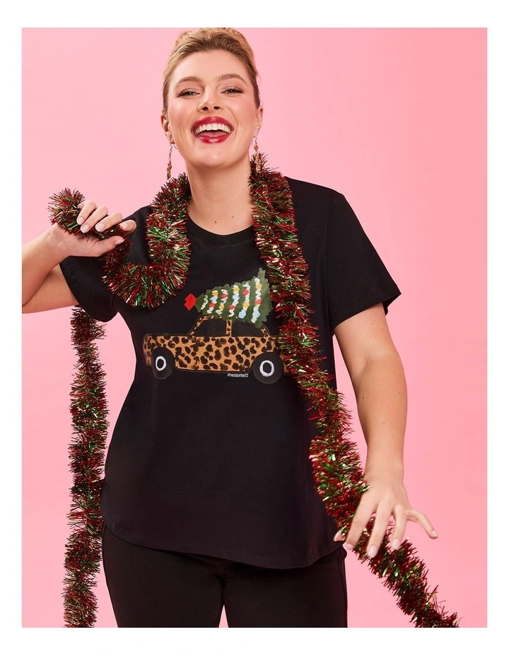 Cotton Bouffants Xmas T-shirt in Black image 5