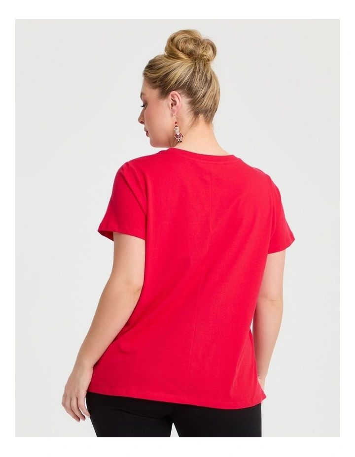 Cotton Bouffants Xmas Wine T-shirt in Jet Set Red image 2