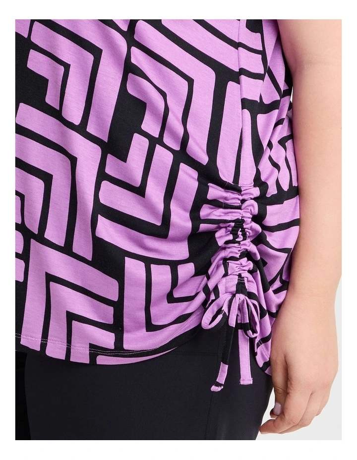 Bamboo Ruched Active T-shirt in Orchid/black image 3