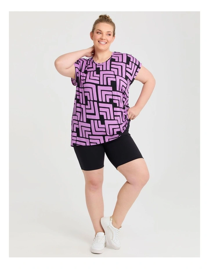 Bamboo Ruched Active T-shirt in Orchid/black image 4