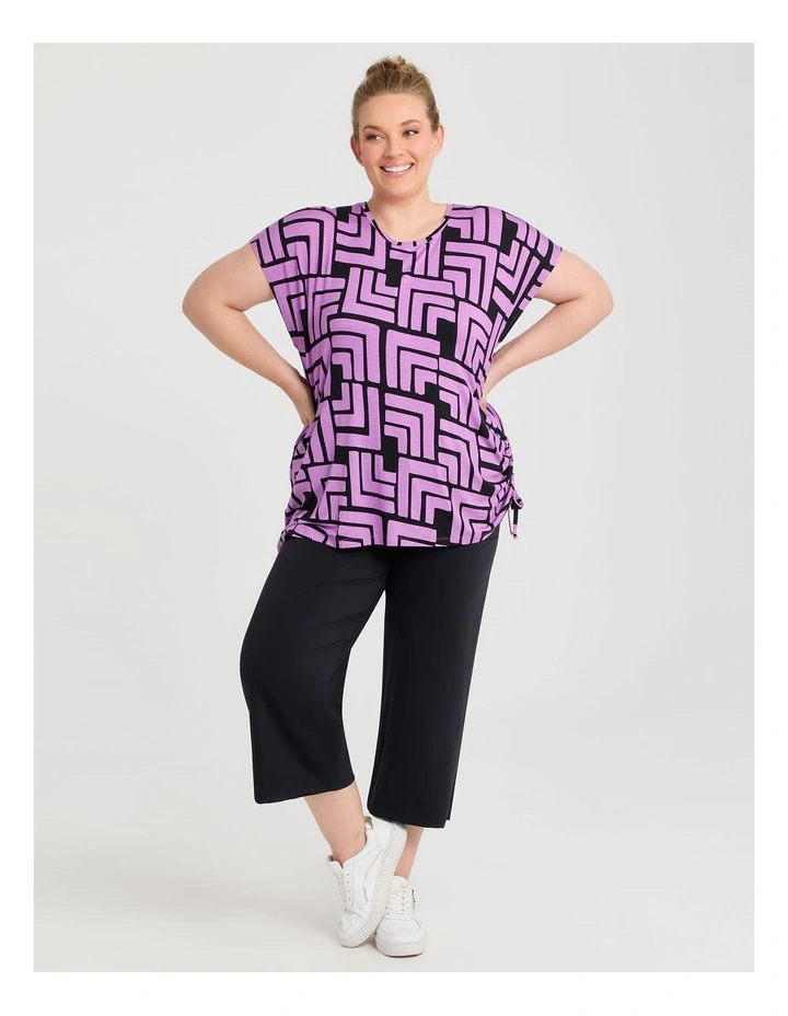 Bamboo Ruched Active T-shirt in Orchid/black image 5