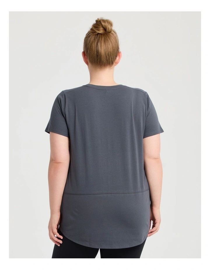 Cotton Foil Palm Active T-shirt in Pewter image 2
