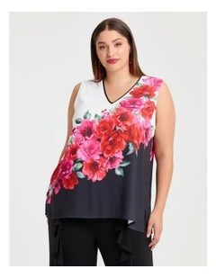 Floradora Border Tunic Black/floral