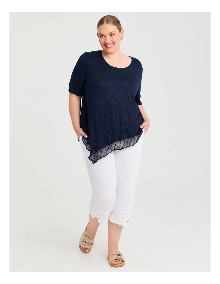 Mesh Trim Bamboo Crush Tunic in Dark Indigo image 2