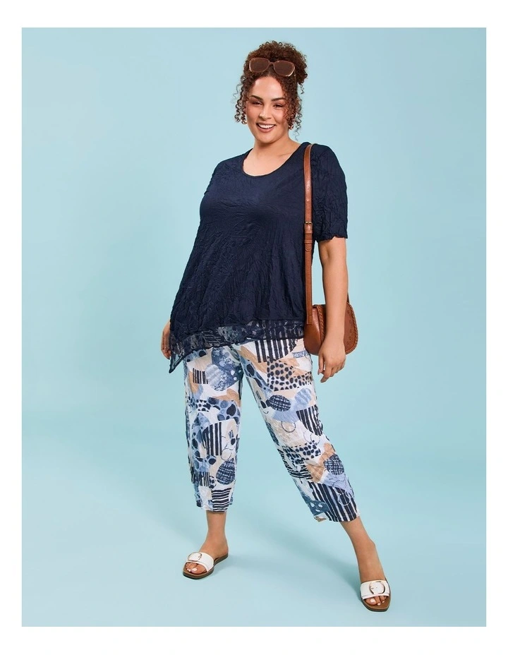 Mesh Trim Bamboo Crush Tunic in Dark Indigo image 4