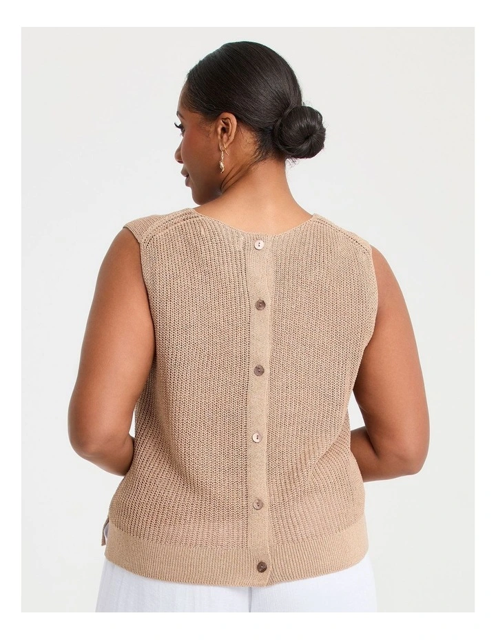 Button Back Detail Tank in Sesame image 2