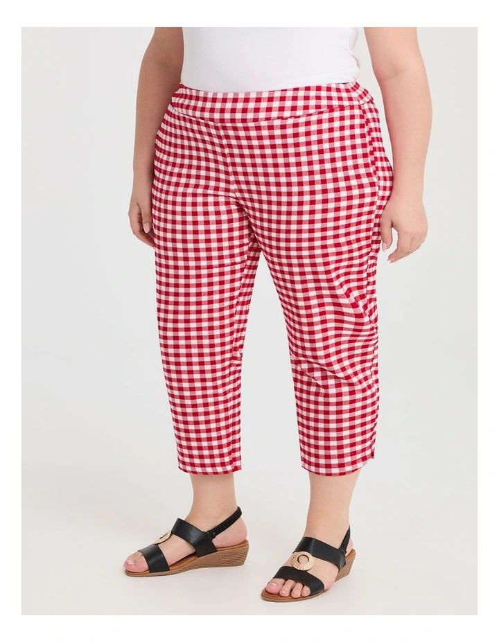 Petite Checkmate Stretch Pant Red/white Check image 1