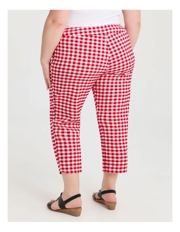 Petite Checkmate Stretch Pant Red/white Check image 2