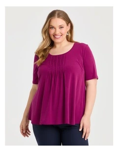Pintuck Detail Top Pansy Purple