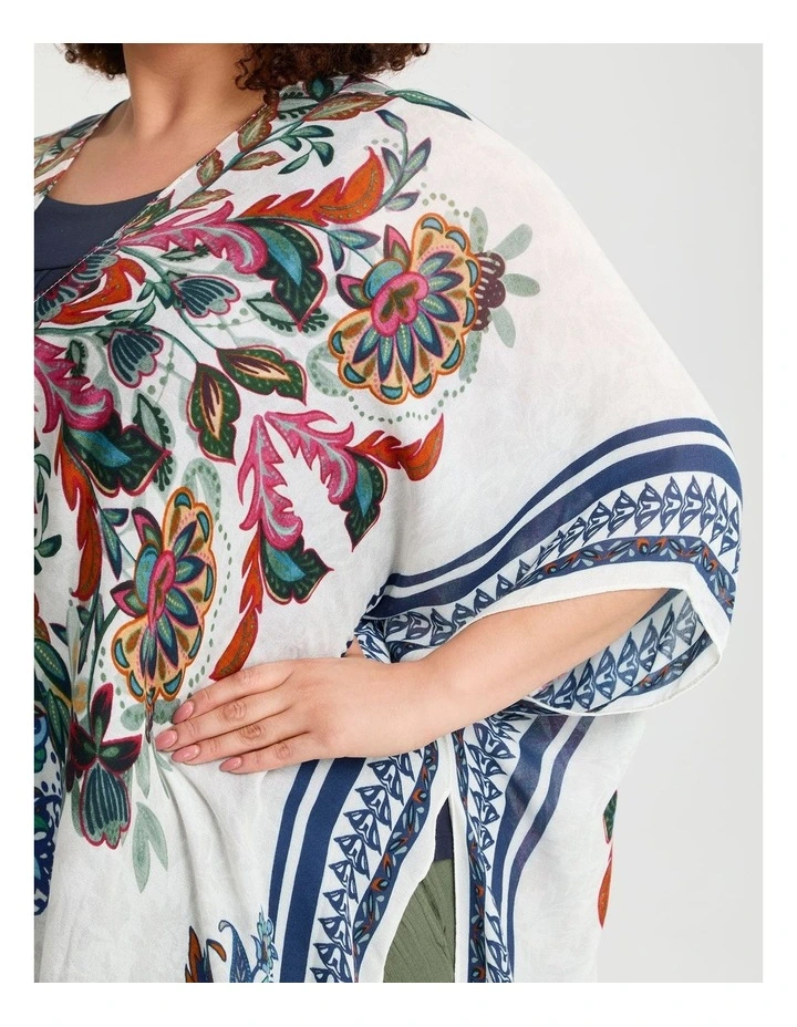 Floral Paisley Cape Kimono Multi image 3