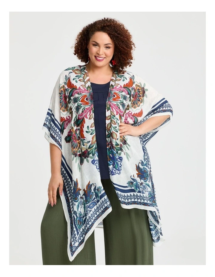 Floral Paisley Cape Kimono Multi image 4