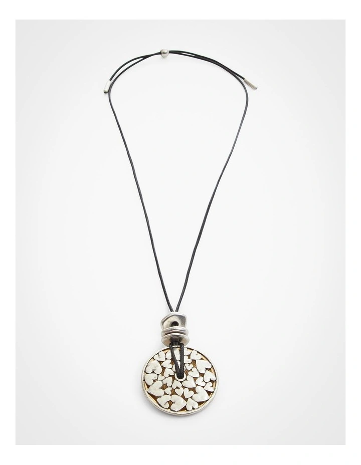 Heart Disc Pendant Necklace Multi image 1