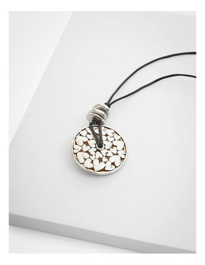 Heart Disc Pendant Necklace Multi image 3