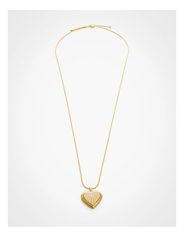 Gold Heart Locket Necklace Gold image 1