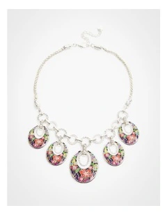 Enamel Floral Statement Necklace in Multi