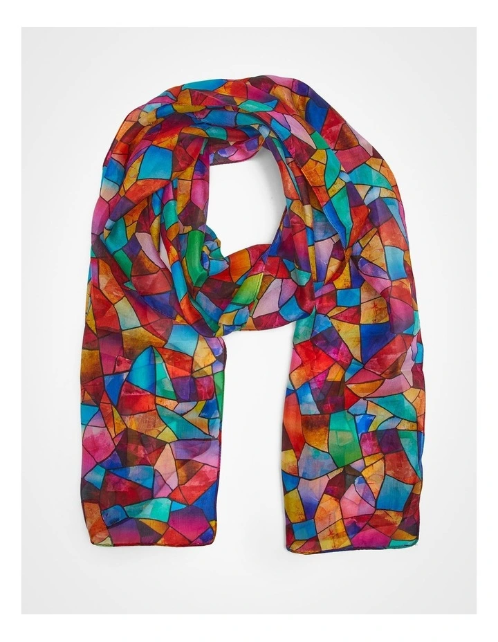 Multicolour Silk Scarf in Multi image 1