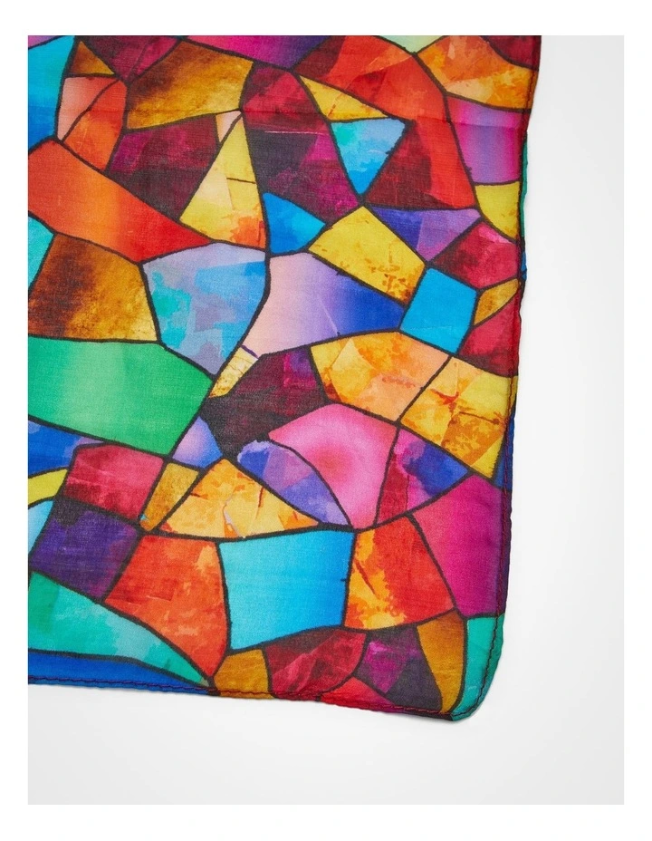 Multicolour Silk Scarf in Multi image 4