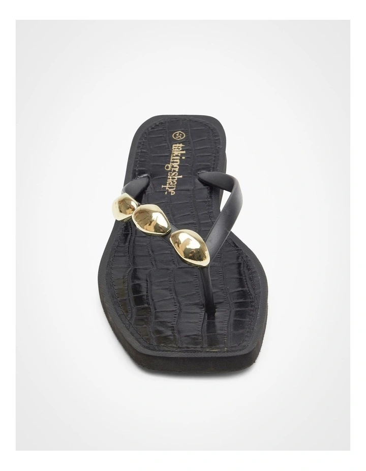 Trim Detail Flip Flop in Black image 3