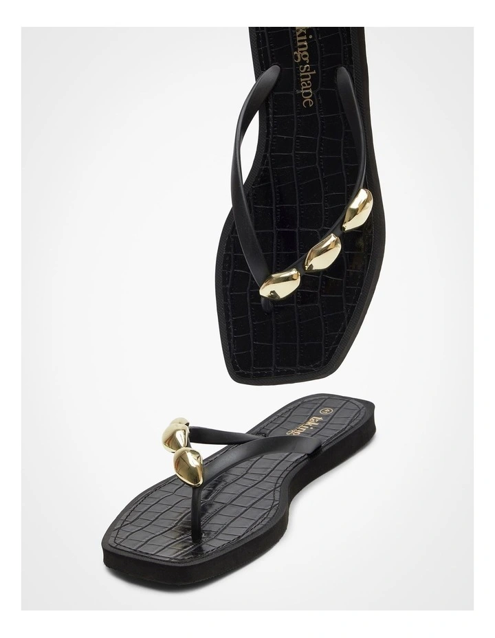 Trim Detail Flip Flop in Black image 5