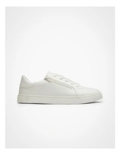 Lace Up Side Zip Sneaker in White