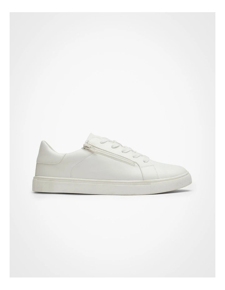 Lace Up Side Zip Sneaker in White image 1