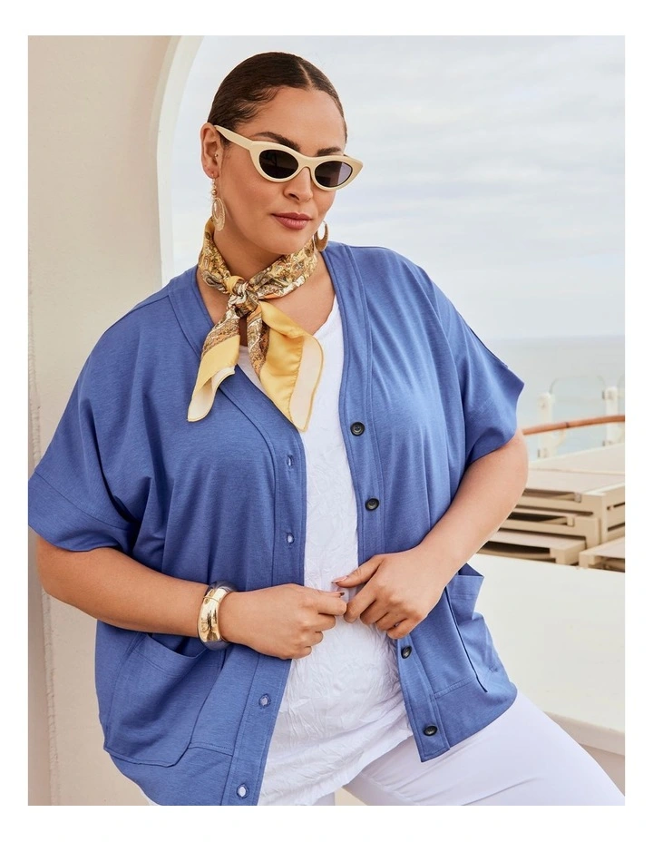 Pima Cotton Essential Cardigan Azure Blue image 6