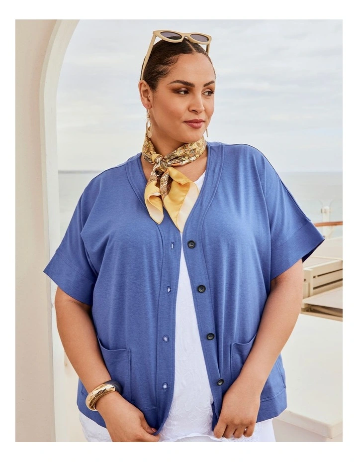 Pima Cotton Essential Cardigan Azure Blue image 7