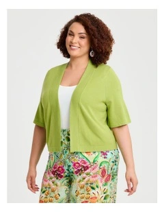 Jessie Crop Natural Cardigan in Apple Green