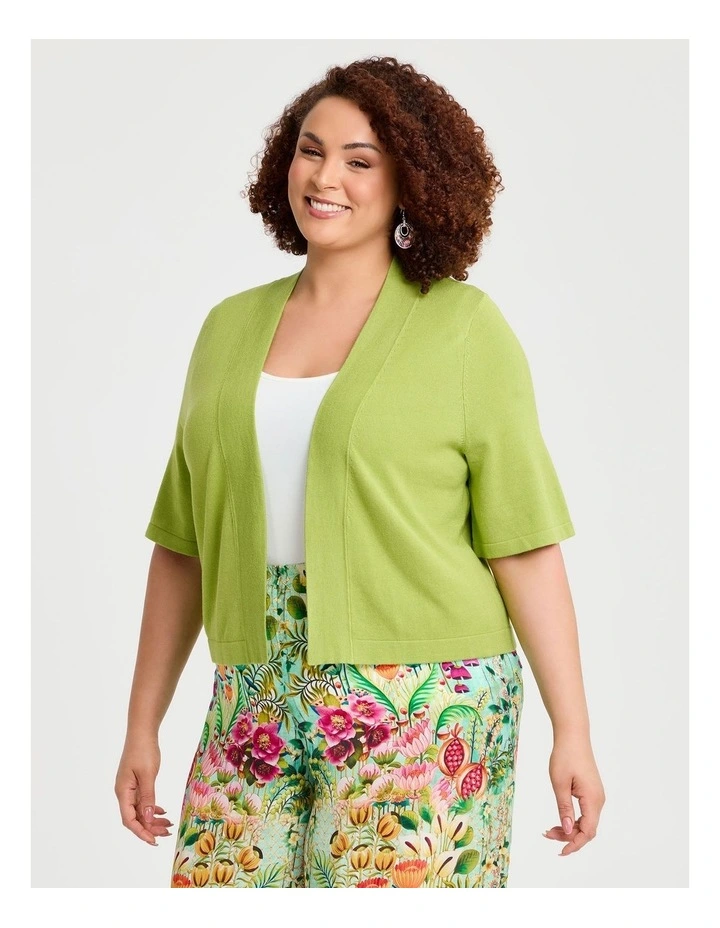 Jessie Crop Natural Cardigan in Apple Green image 1
