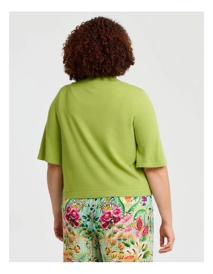 Jessie Crop Natural Cardigan in Apple Green image 2