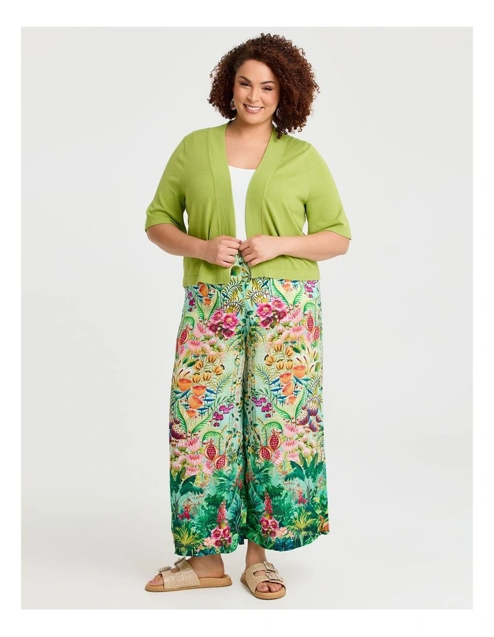 Jessie Crop Natural Cardigan in Apple Green image 3