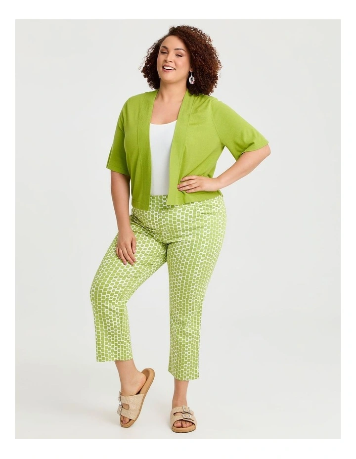 Jessie Crop Natural Cardigan in Apple Green image 4