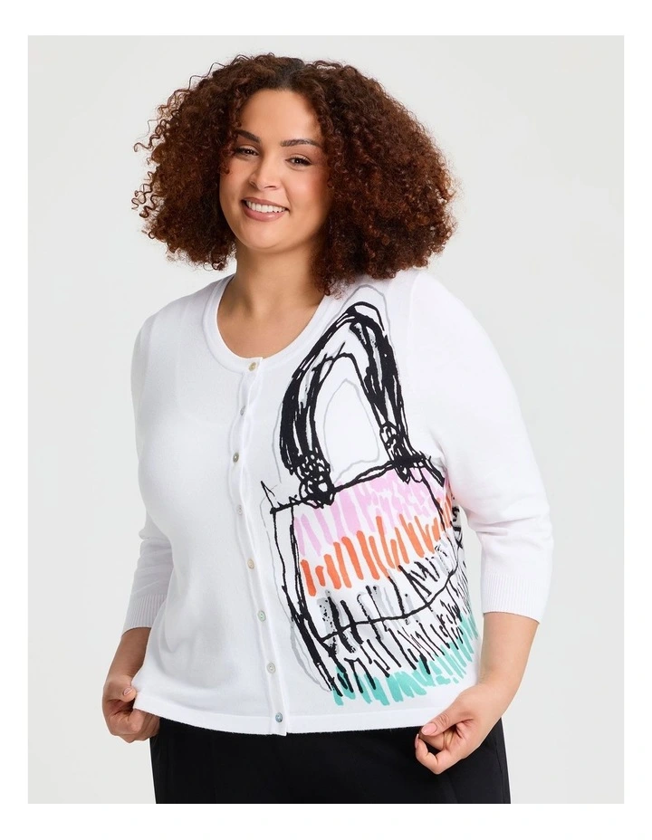 Abstract Natural Cardigan White/print image 1