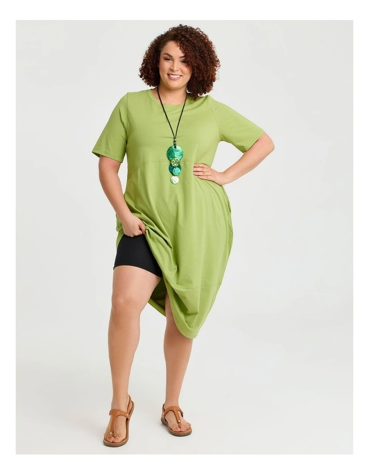 Cotton Talia Short Sleeve Dress Apple Green image 4