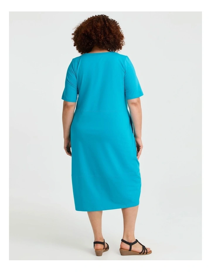 Cotton Talia Short Sleeve Dress in Turkish Blue image 2