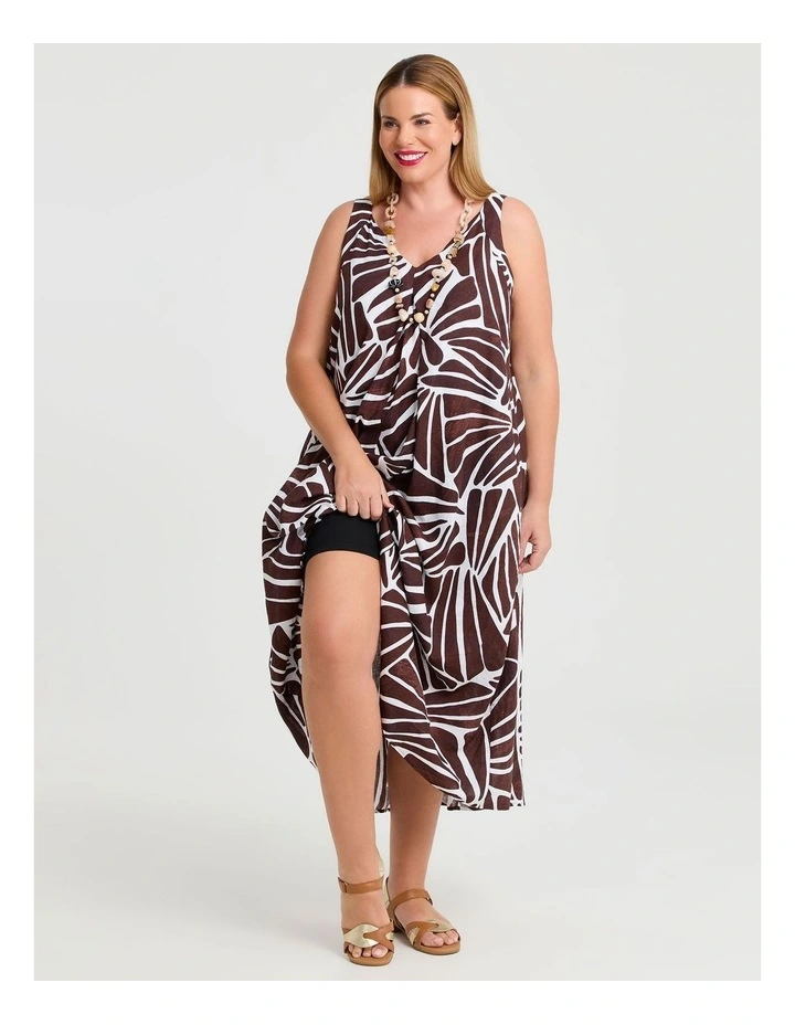 Linen Blend Retreat Maxi Dress in Multi image 4