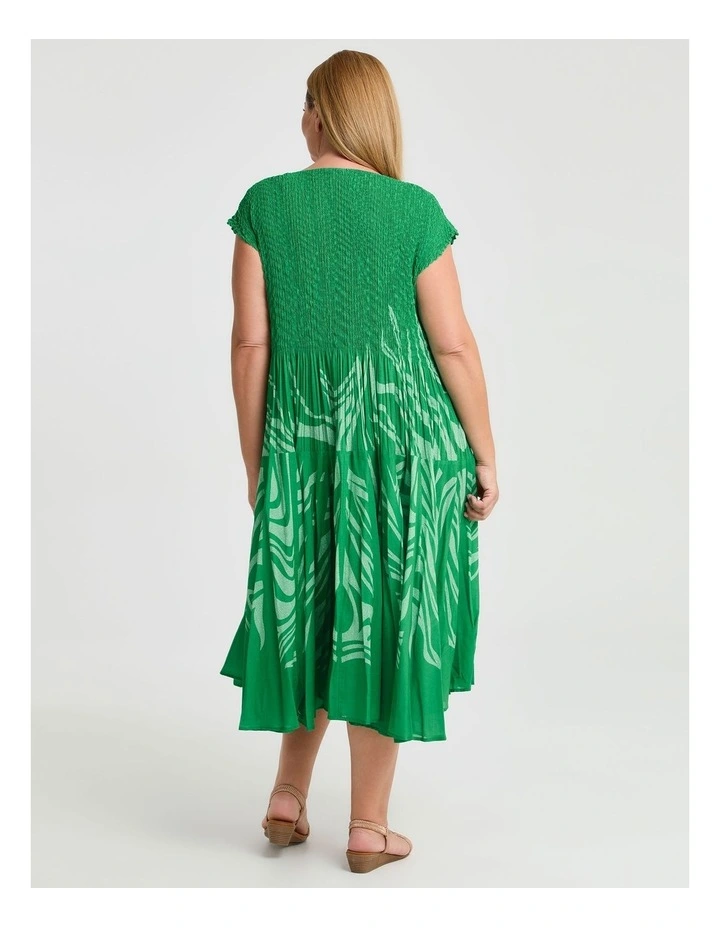 Plisse Circle Swing Dress in Jewel Green image 2