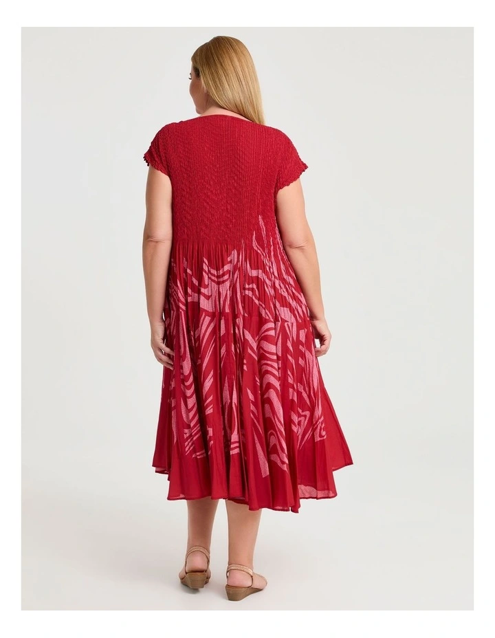 Plisse Circle Swing Dress in Racing Red image 2