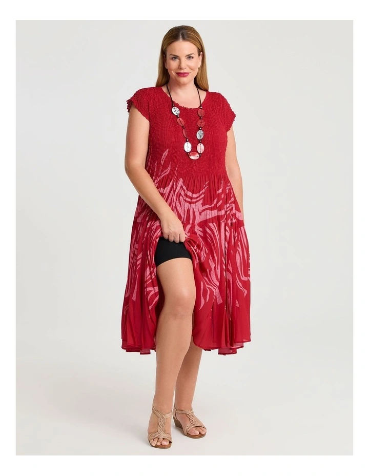 Plisse Circle Swing Dress in Racing Red image 4