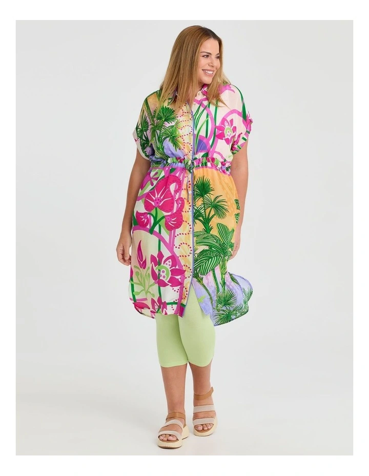 Natural Amazon Button Front Dress in Print image 4