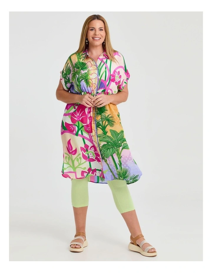 Natural Amazon Button Front Dress in Print image 5