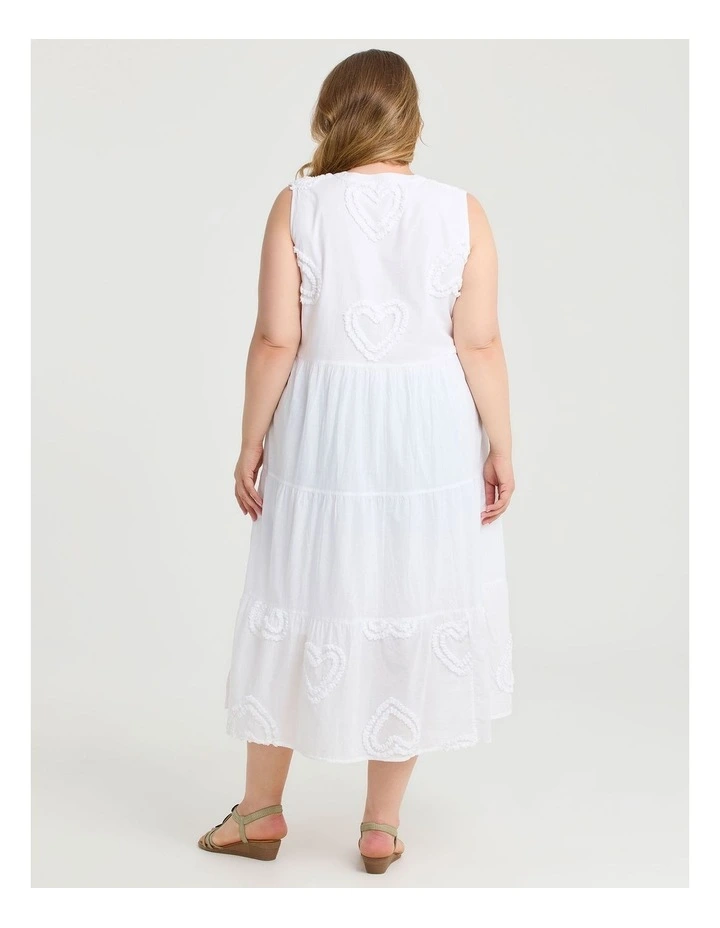 Cotton Applique Tiered Dress White image 2