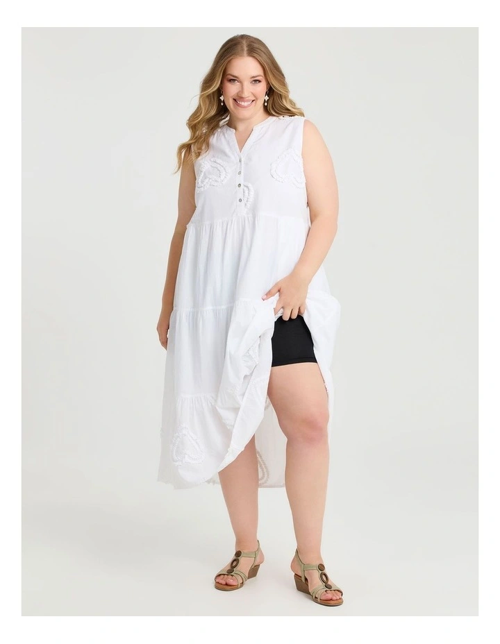 Cotton Applique Tiered Dress White image 4