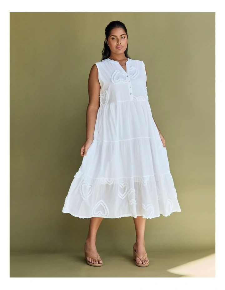 Cotton Applique Tiered Dress White image 6