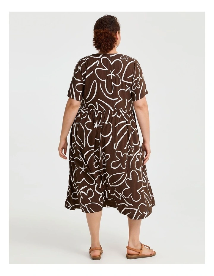 Natural Pocket Midi Dress Chocolate Floral image 2