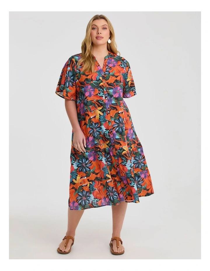 Cotton Summer Flora Dress Print in Multi image 1
